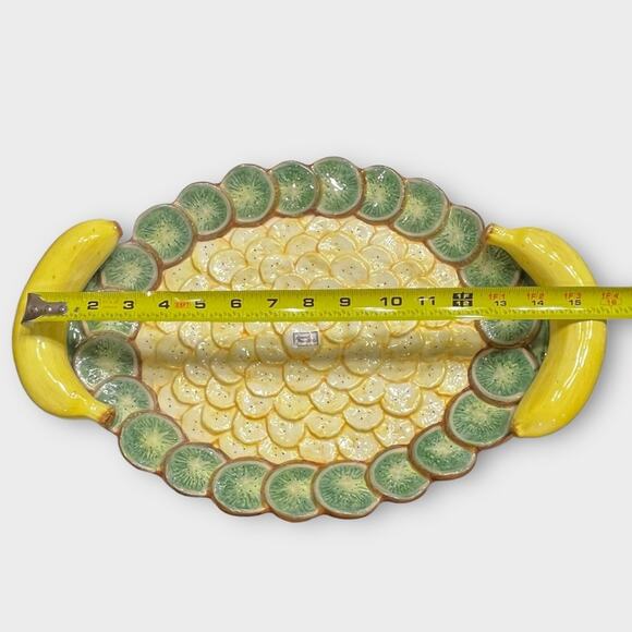 DEPARTMENT 56 Banana Kiwi Slice Platter Serving Tray Banana Handles - Picture 3 of 5